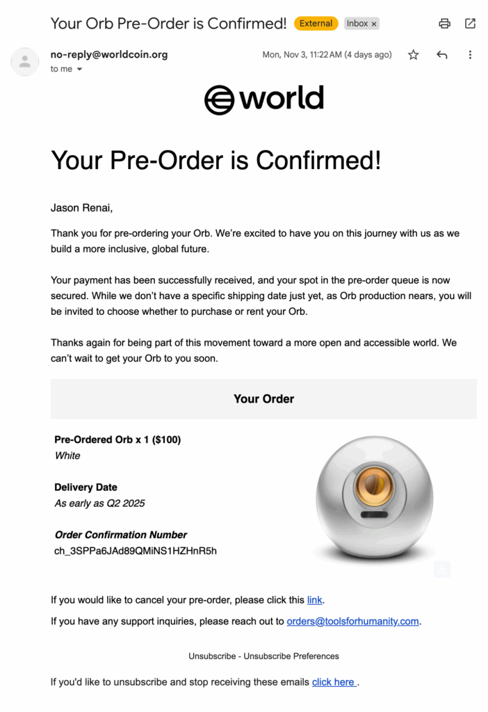 Pre-order the Orb to become a Community Operator and earn WLD.